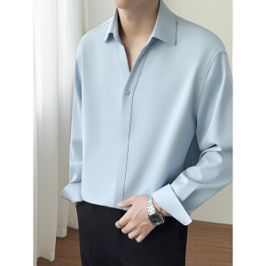 模特图~秋季V领加厚暗扣设计长袖衬衫 CS2203/P50,男装衬衫,电商B331