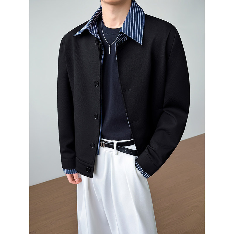 模特图~2026春季假两件衬衫领叠穿夹克外套YJ6027/P115，男装夹克，电商B331
