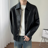 模特图~2026春季品质亮面提花皮衣夹克外套K8802/P118，男装夹克，电商B331
