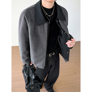 模特图~新标90白鸭绒冬季美式假两件毛呢羽绒服 E122/P228图片
