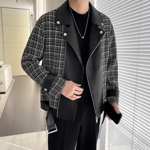 模特图~秋季小香风拼接机车服夹克外套 K530/P125图片