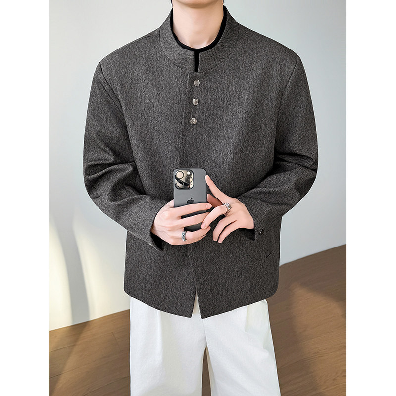 模特图~春季立领垫肩休闲西装外套YJ6008/P108，男装西服套装，电商B331