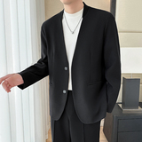 模特图~秋季无领后背刺绣休闲西装外套K999/P105，男装西服，电商B331