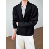 模特图~春季重磅假两件抽绳设计翻领卫衣YJ6022/P88，男装卫衣，电商B331