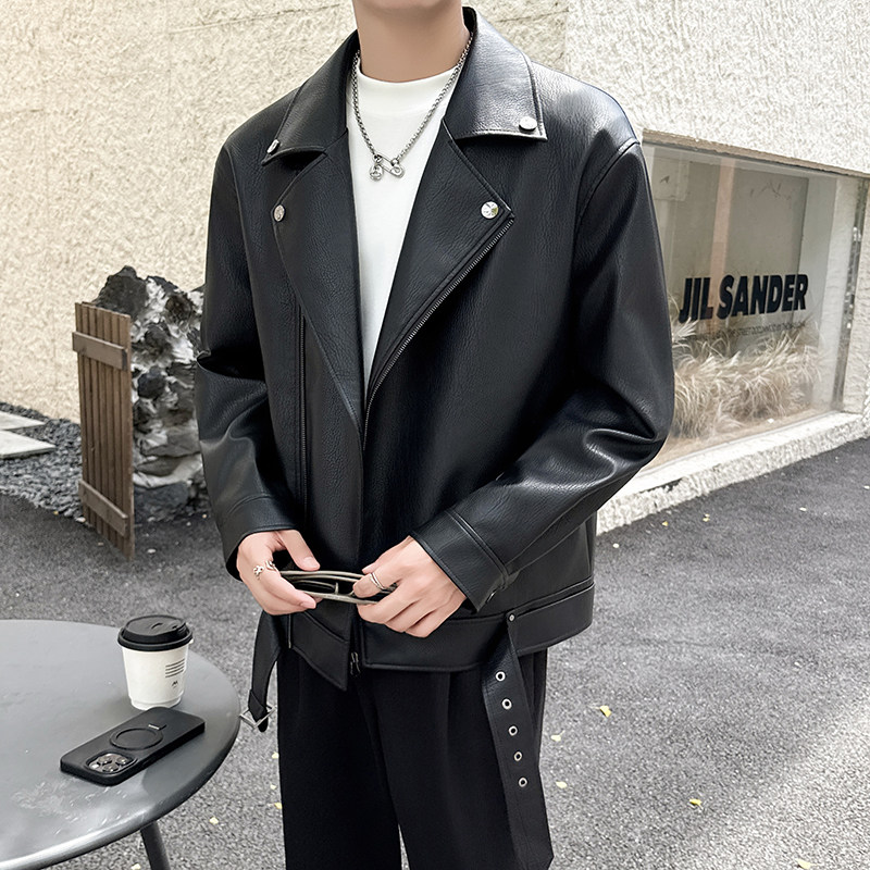 模特图~春季新款斜拉链pu皮夹克机车服外套 K8820/P128图片