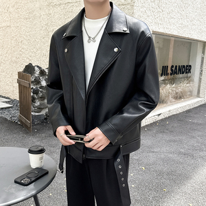 模特图~春季新款斜拉链pu皮夹克机车服外套 K8820/P128图片