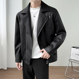 模特图~秋季加厚软皮斜拉链翻领设计机车服夹克K8810/P118，男装夹克，电商B331