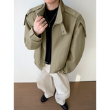 模特图~春季双头拉链设计阔版简约肩宽外套YJ6024/P98，女装短外套，电商B331