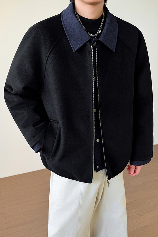 模特图~新标90白鸭绒冬季美式假两件毛呢羽绒服E122/P228,男装羽绒服,电商B331