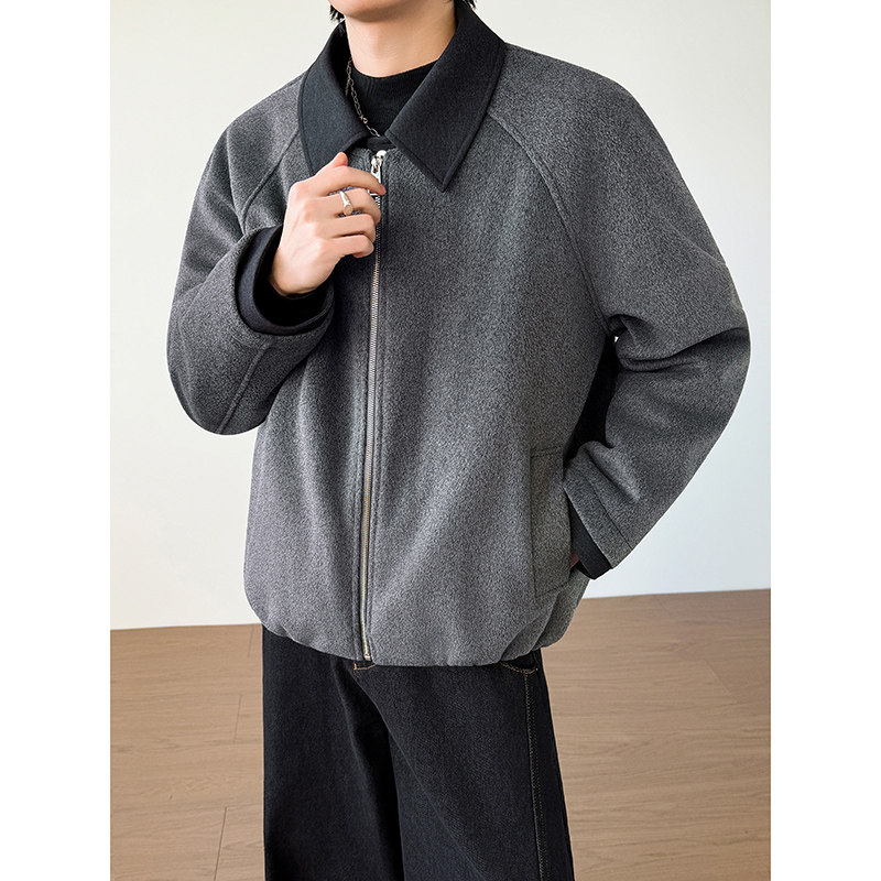 模特图~新标90白鸭绒冬季美式假两件毛呢羽绒服外套E122/P228,男装羽绒服,电商B331