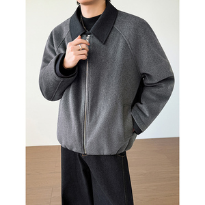 模特图~新标90白鸭绒冬季美式假两件毛呢羽绒服外套 E122/P228图片