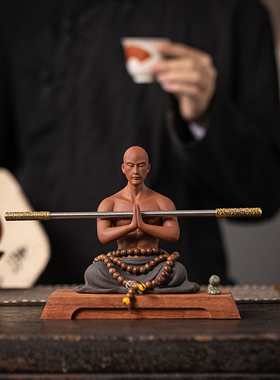 禅意紫砂小僧佛系小和尚摆件