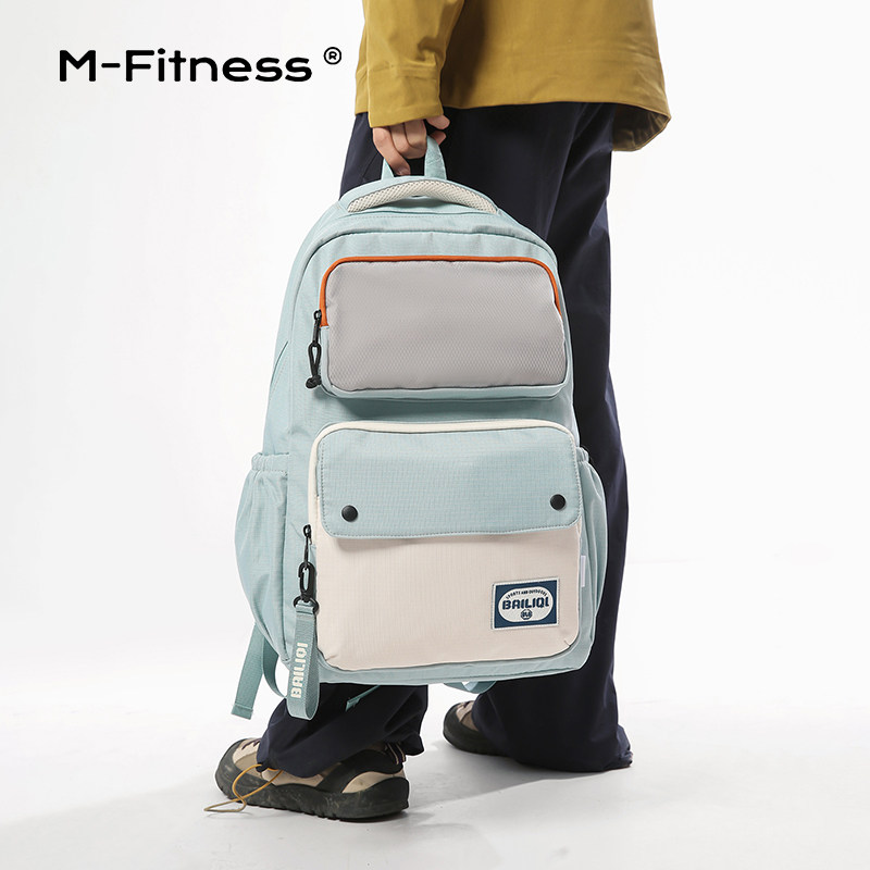 M.Fitness撞色大容量双肩背包