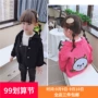 2019 quần áo trẻ em mùa xuân và mùa thu trẻ em áo sơ mi cardigan ve áo ngọt ngào cho bé trai và bé gái áo khoác denim - Áo khoác áo khoác phao trẻ em