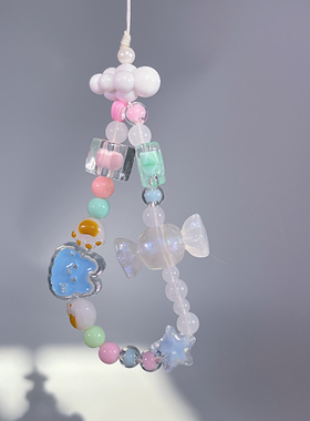 可爱糖果猫爪手机链彩色透明挂件少女心cccd相机挂绳链条拍立得