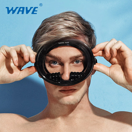 wave高清自由潜潜水镜呼吸管面镜浮潜游泳装备全面罩防水泳镜面罩