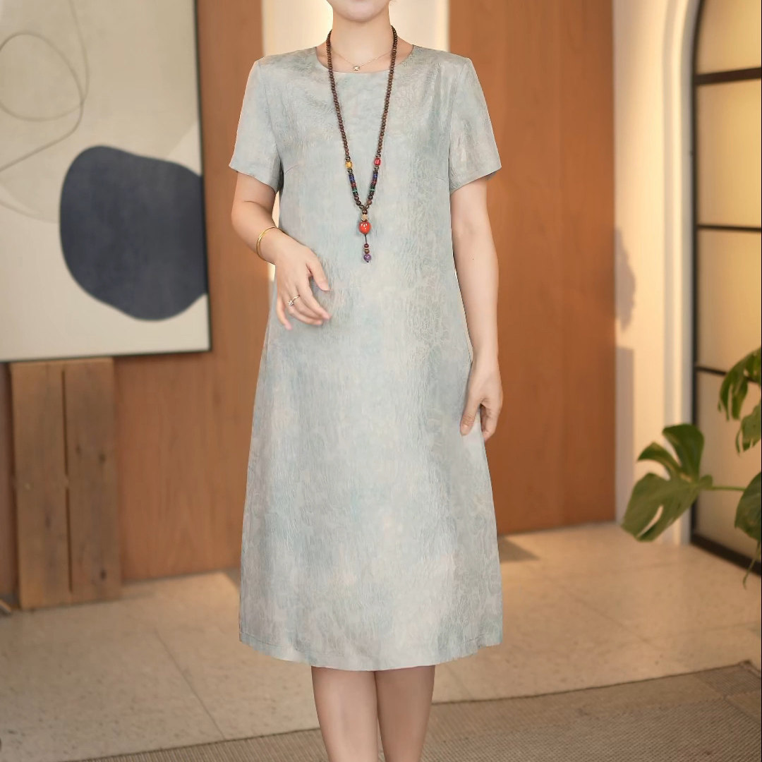 2025新款连衣裙女夏高级感休闲宽松重磅桑蚕丝真丝冠乐绉裙子