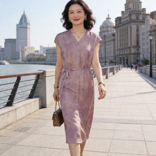 正宗桑蚕丝重磅夏季通勤连衣裙