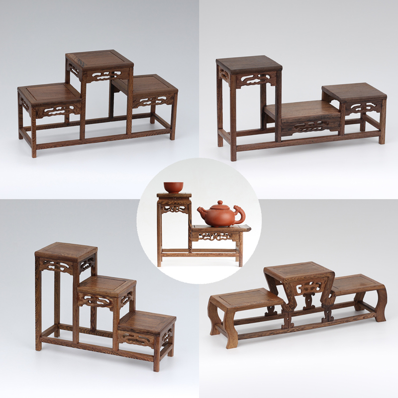 Chicken wenge wood rounded teapot cradle base mahogany ornament rack succulent plant rack bonsai rack solid wood Chinese style antique