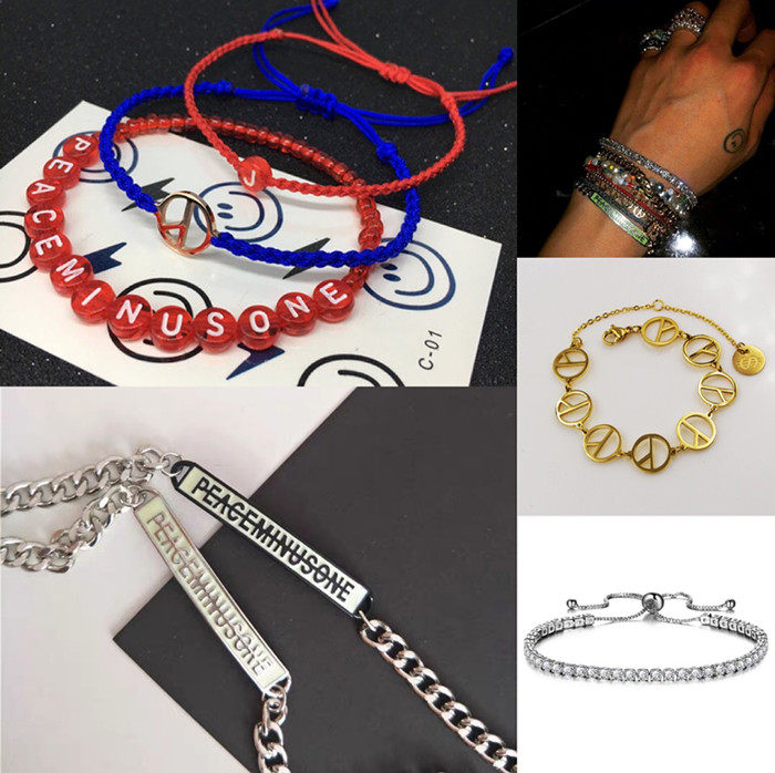 gd权志龙同款反战雏菊pmo字母手链peaceminusone定制字母男女手绳