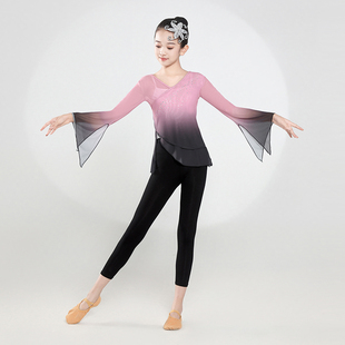 儿童古典练功服女童中国舞演出服少儿民族艺考飘逸纱衣扇子舞蹈服