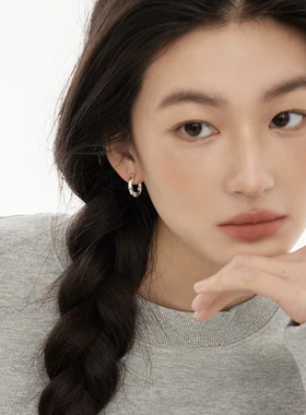 EVESENSE破碎系列镶钻高级感圈圈耳钉简约轻奢耳环925银耳针新品