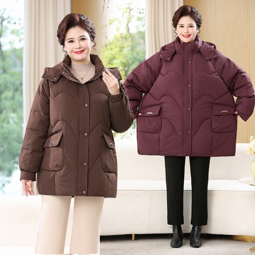 宽松羽绒棉服胖妈妈超大号冬棉衣