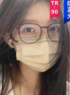 202光2新TR9框0冷色可配BDA近视镜女韩版眼潮网红款平镜素茶颜眼