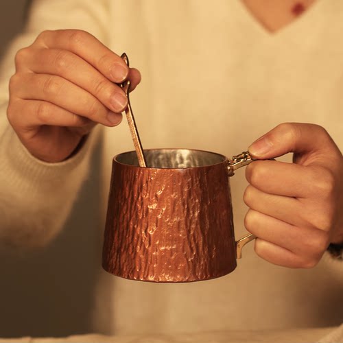 云南紫铜手工錾刻咖啡杯自泡杯