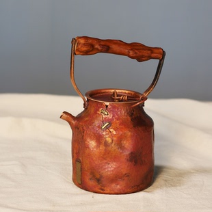 紫铜复古壶 850ml一张打姹寂风小丑壶 纯铜 铜煮茶炉 围炉 铜壶