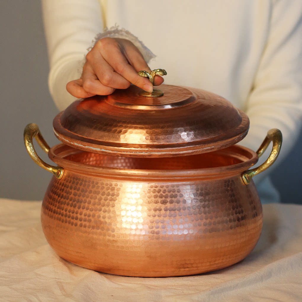 纯手工紫铜锅复古加厚加深燃气电磁炉涮火锅焖煮炖多用途家商用