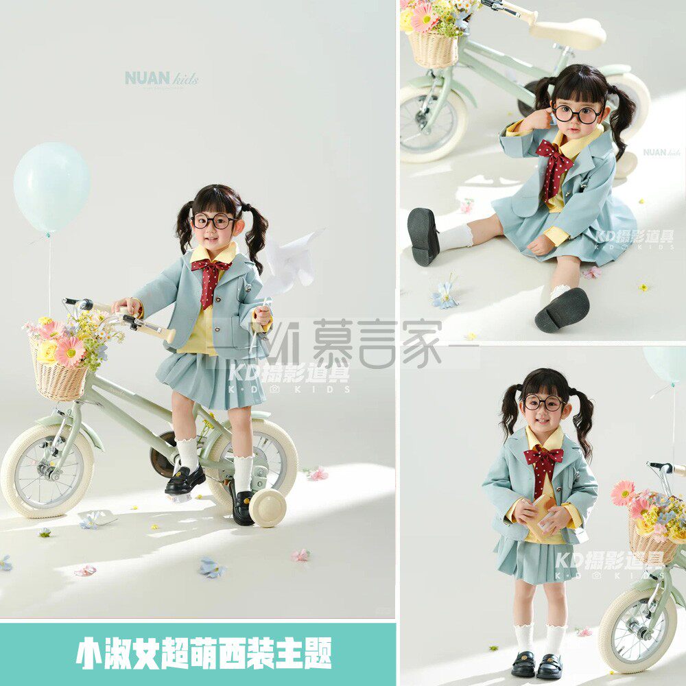 儿童清新学院风JK小淑女西装制服三件套女童超萌影楼甜美写真