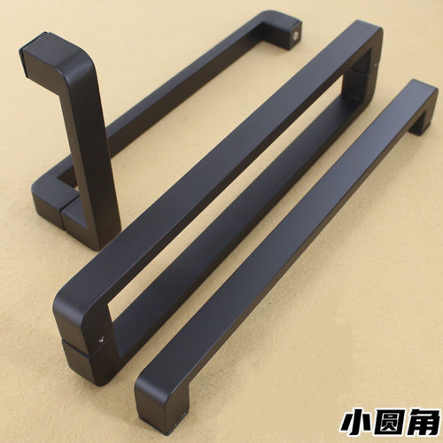 淋浴房拉手黑色玻璃门高档隔断门方型把手冲凉房加厚L型浴室拉手