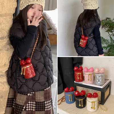 女童斜挎包包公主蝴蝶结水桶挎包