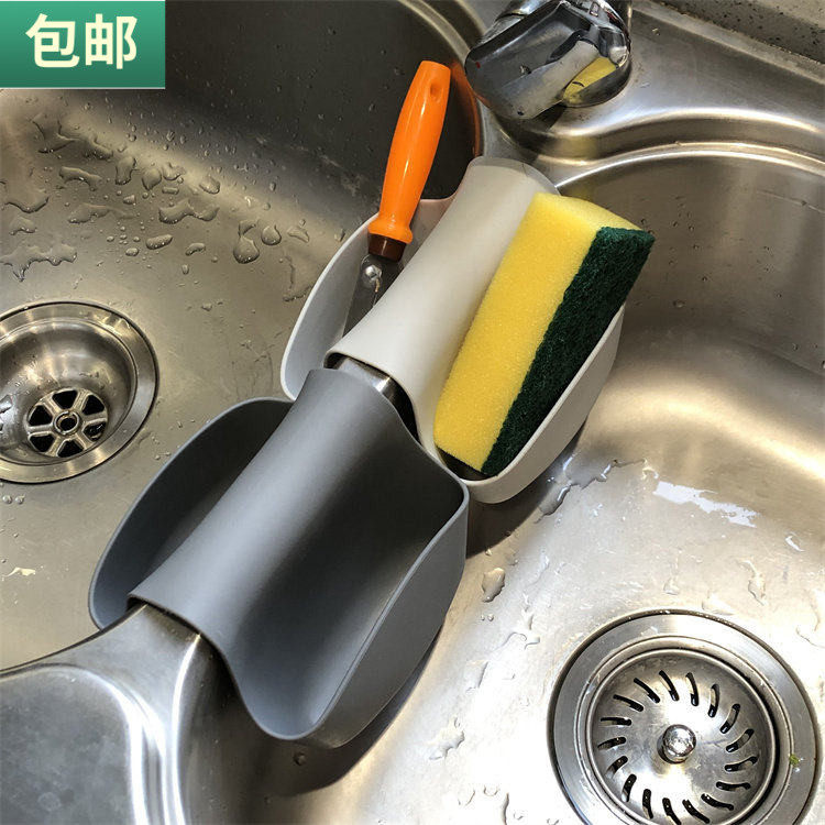 包邮 沥水挂袋水槽洗碗棉钢丝球双格挂架厨房收纳袋瓜刨晾干挂篮