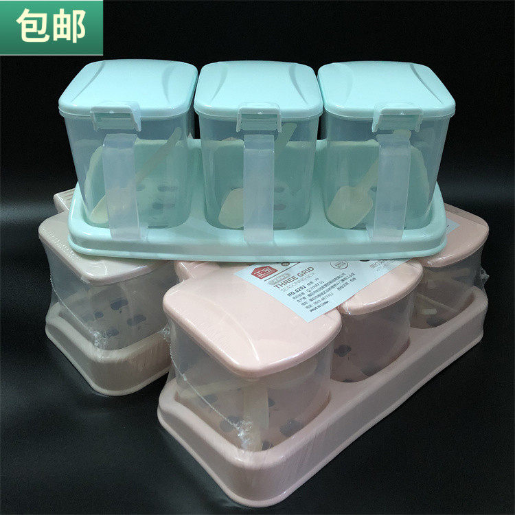 正宝调味盒盐盒3格调料瓶佐料罐
