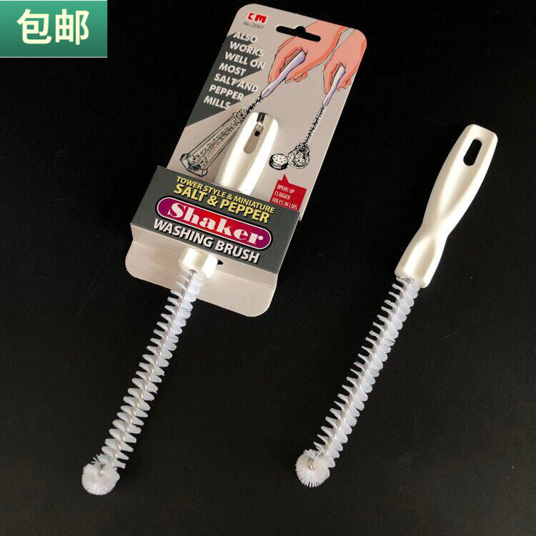 包邮 硬毛清洁刷调味瓶罐小刷子圆形厨房清洁小刷带柄可挂式刷子