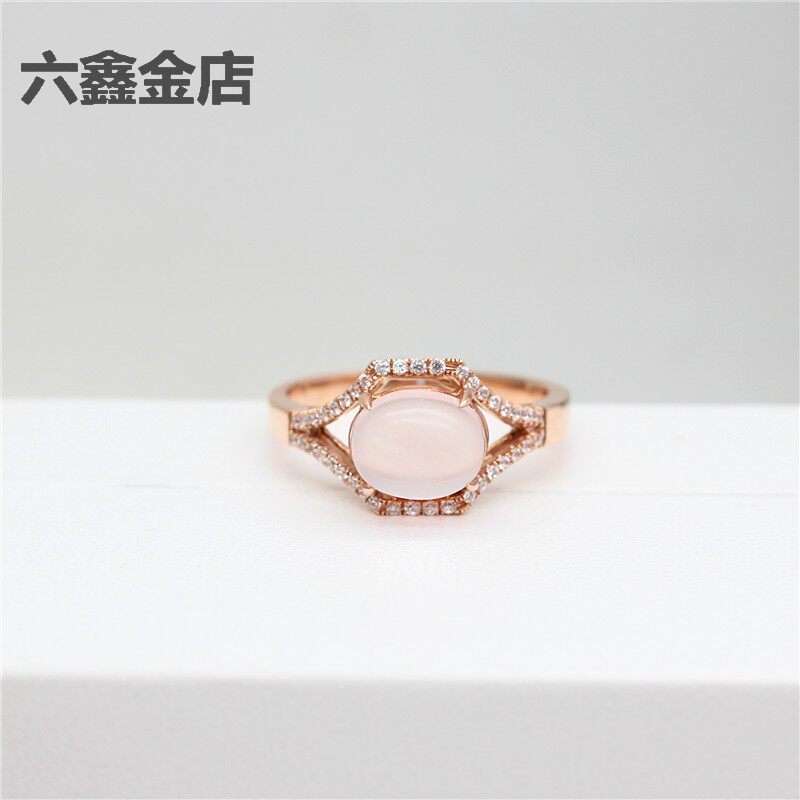 六鑫金店俄罗斯585紫金芙蓉石戒指欧洲14k彩金女款时尚秀气潮新品