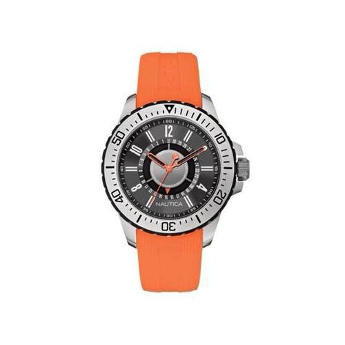 nautica诺帝卡男士NST 15日期桔色表带黑色表盘WR 100M 44mm手表