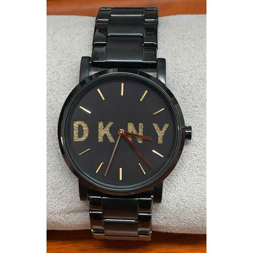 DKNY唐可娜儿NY2682 Soho石英黑色表盘不锈钢女士34MM手表