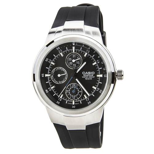 CASIO卡西欧EF305 1A男士Edifice黑色表盘橡胶表带手表