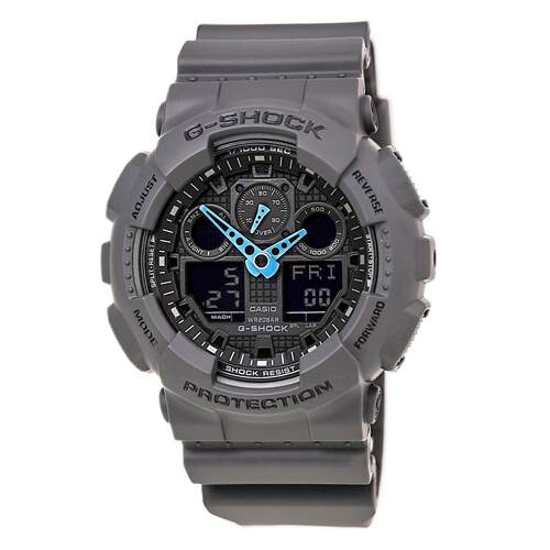 CASIO卡西欧男士手表G Shock灰黑色模拟数字表盘树脂表带GA100C