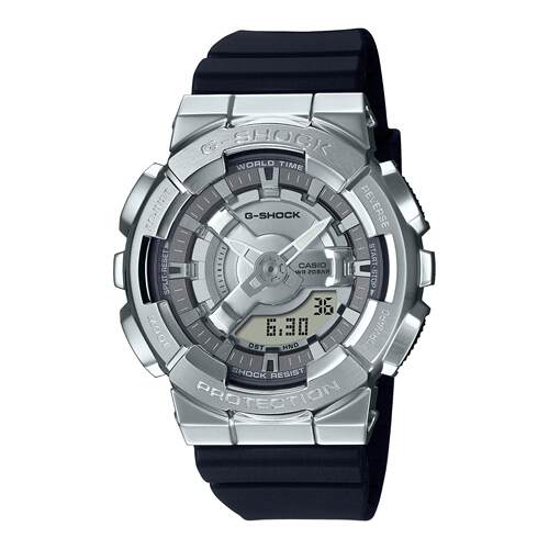 CASIO卡西欧G Shock GMS110 1AAnalog数字的银表盘黑色表带女士