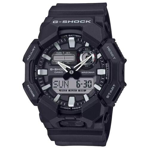 CASIO卡西欧G SHOCK GA010 1A黑色数字的石英树脂男士手表