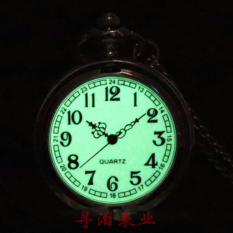 光面罗马字面石英怀表女有机镜面圆形表学生复古老式夜光怀表合金