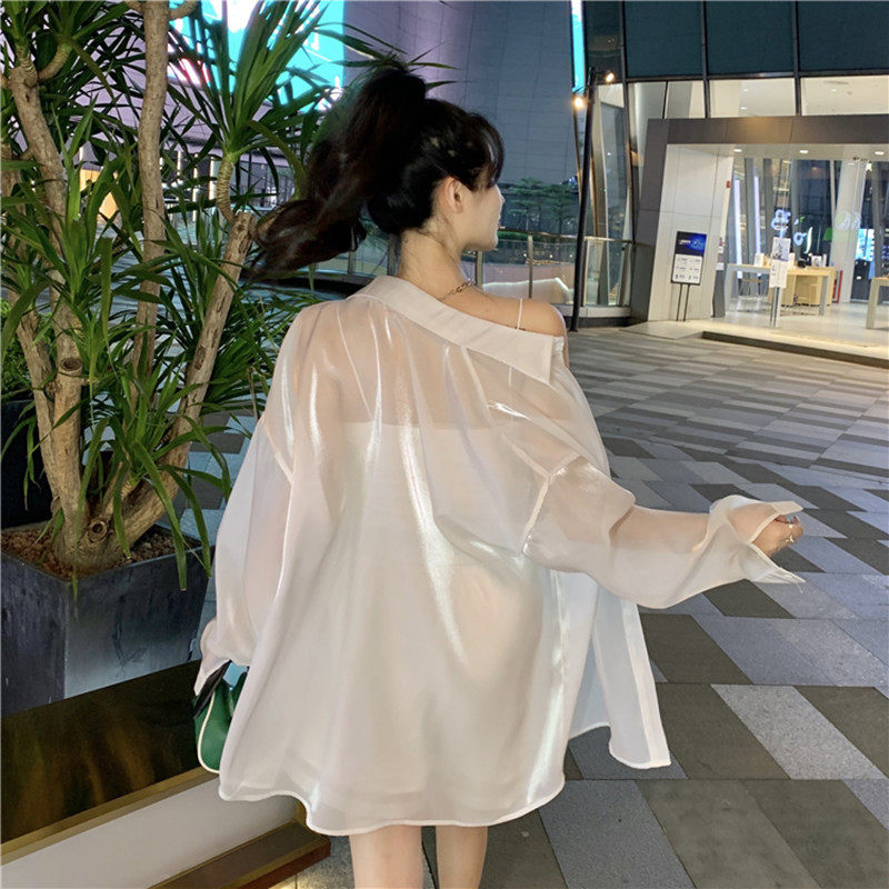 电商基地现货四色人鱼姬衬衫女防晒衫休闲衬衣