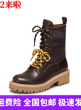 商场同款2025新款灵魂乐手英伦风马丁靴中筒靴厚底女靴EGB51DZ5