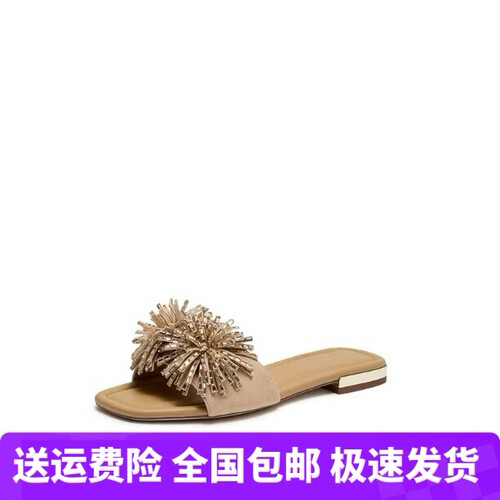 商场同款2026夏新款烟花雨一字拖平底鞋凉拖鞋外穿女凉鞋EEQ32BT6