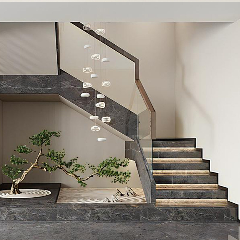 宜宾成都石材大理石楼梯跃层踏步防滑耐磨台阶定做别墅人造石板材