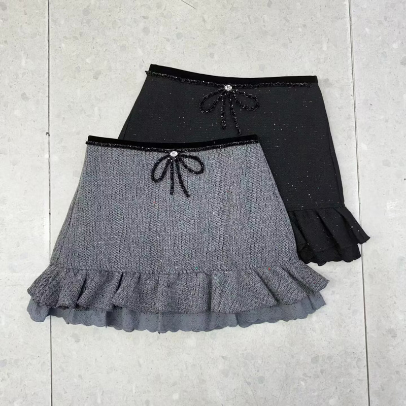 百褶半身裙女毛呢冬季新款甜美减龄a字蛋糕裙子高腰包臀短裙